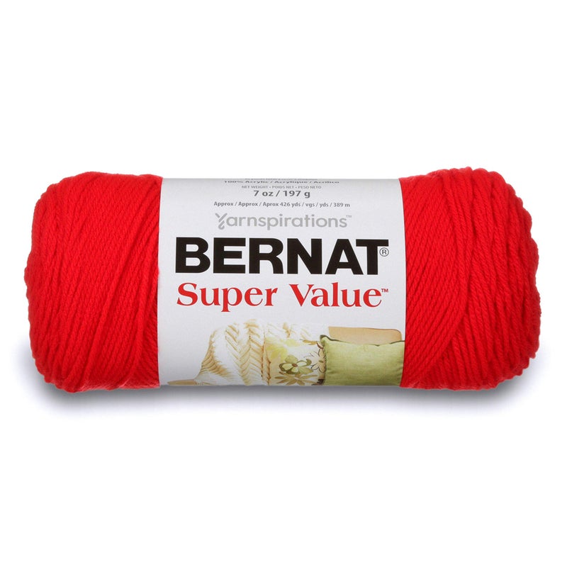 Bernat Super Value Yarn, 7 oz, Gauge 4 Medium Worsted, True Red - Image 1
